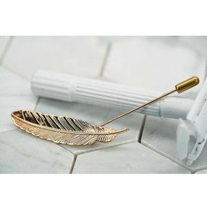 Dear Martian Mens Gold Feather Lapel Pin